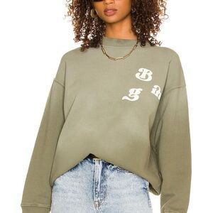 Anine Bing Cody Sweatshirt Washed Dusty Olive XS damaged please read
